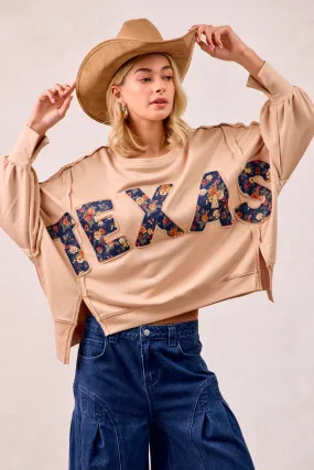 Flexible Fit Outdoor Ready IT3426R-09 | FLORAL TEXAS LETTER PATCHE FRENCH TERRY SWEATSHIRT