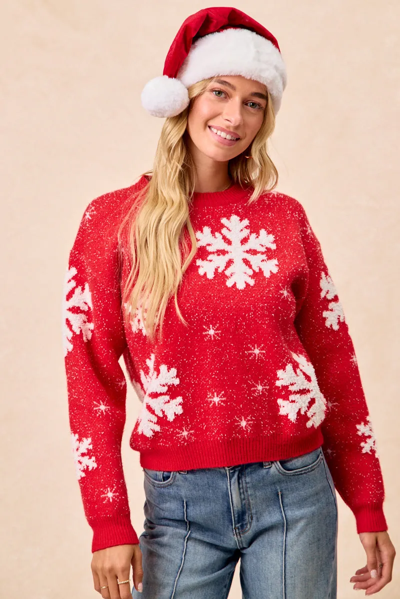 Fashion Forward Layer ITS1006F-01 | CHRISTMAS THEME SNOWFLOWER ARTWORK SWEATER TOP