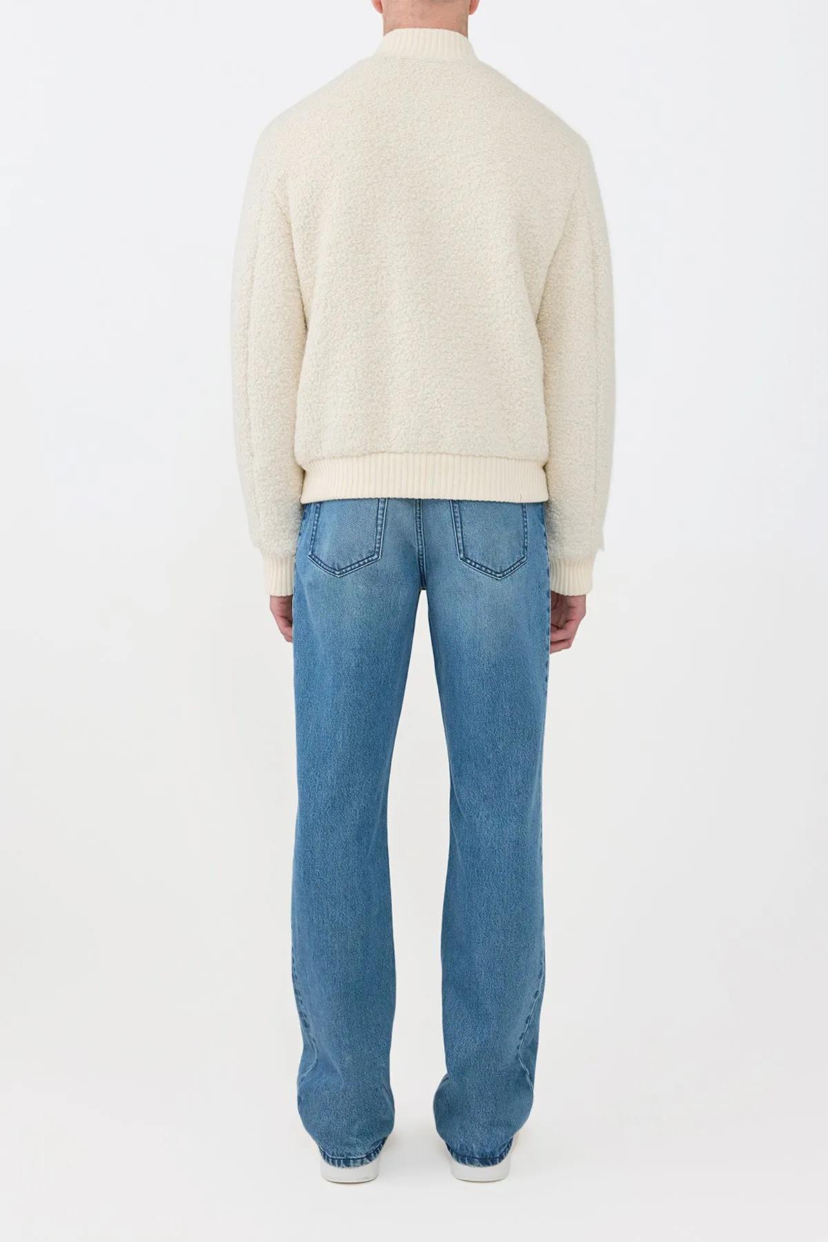 Brandon Bomber in Ivory Recycled Cashmere Boucle MinimalistAesthetic