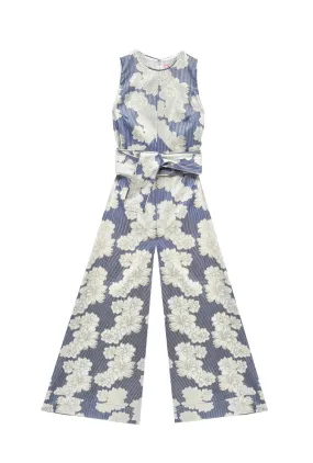 Buru x Val The Royale Jumpsuit - Navy Floral Brocade Thermal Regulating Design