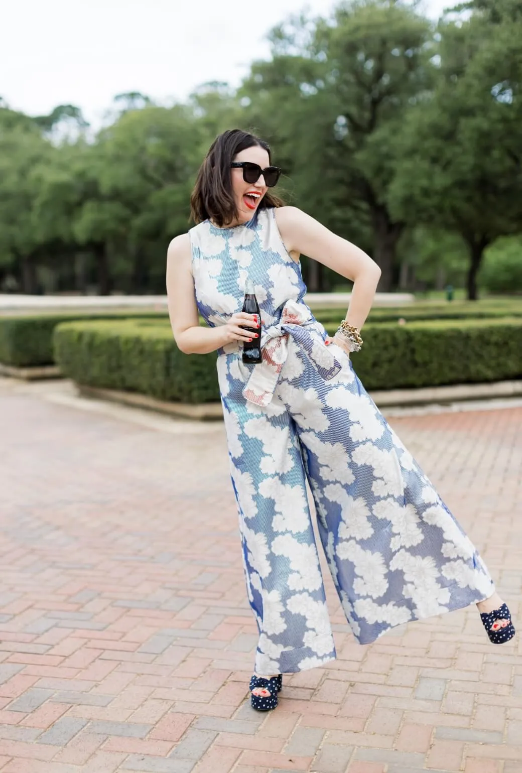 Sustainable Waterproofing Buru x Val The Royale Jumpsuit - Navy Floral Brocade