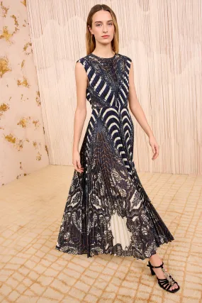 NonRestrictive Armholes ULLA JOHNSON VIOLETA PLEATED SLEEVELESS MIDI DRESS