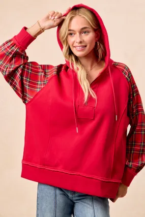 Smooth Zipper Glides IT1976S-04 | CHRISTMAS THEME HALF ZIP UP HOODIE TOP