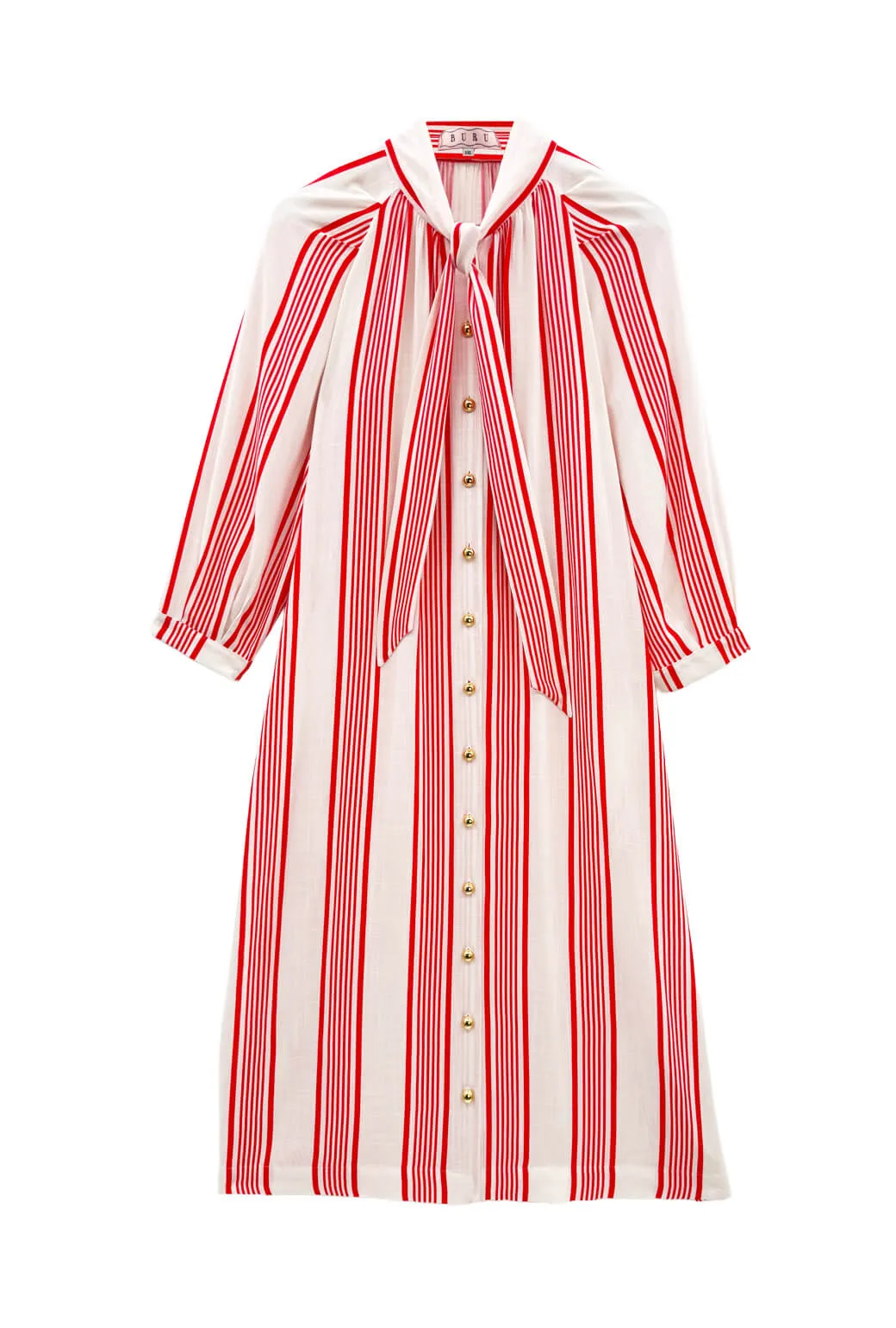 Eco Dye Process Buru x Val Bow Housecoat - Red & White Stripe