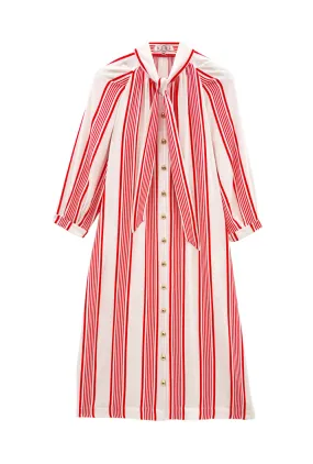 Buru x Val Bow Housecoat - Red & White Stripe NonChafingTrim