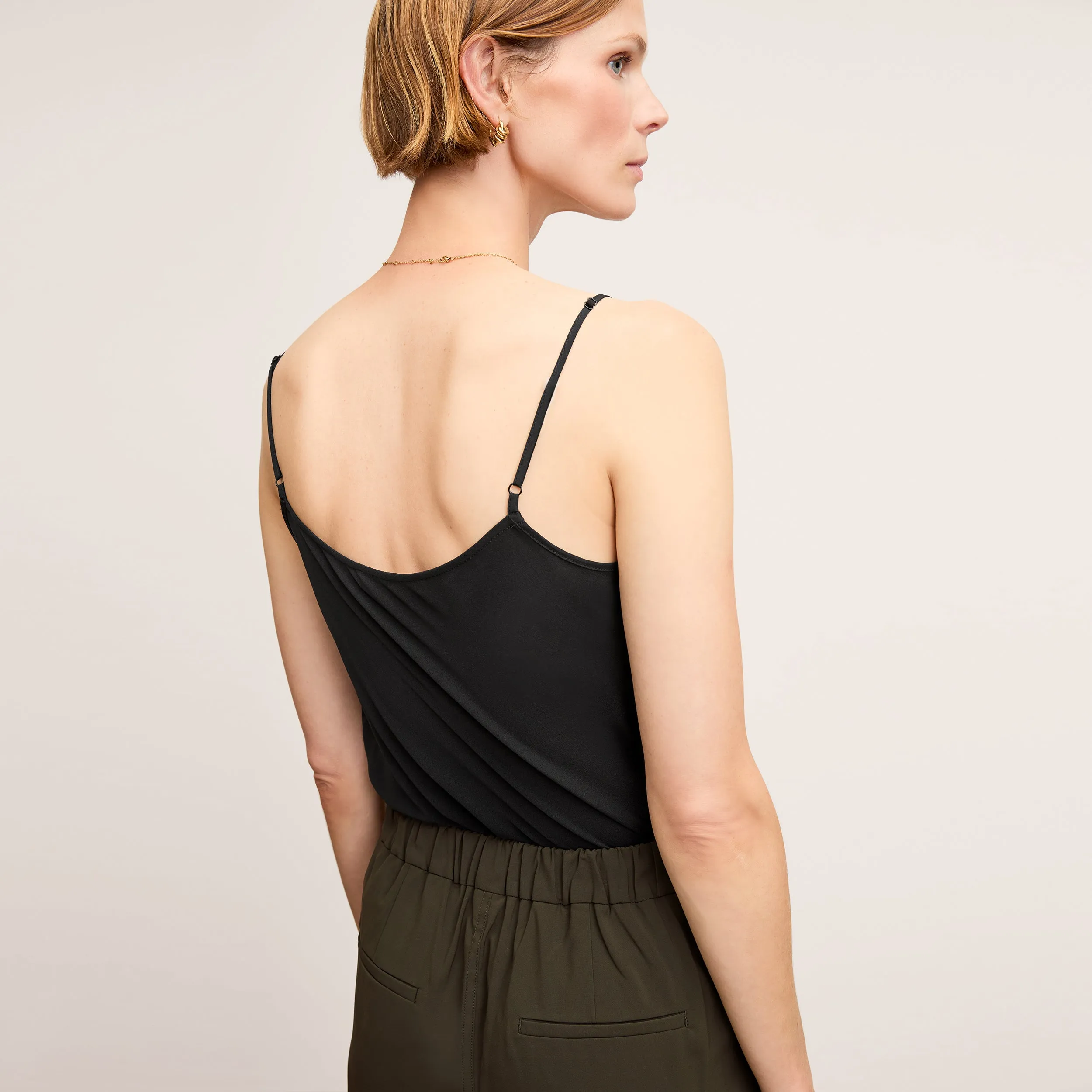 Lisey Cami - Washable Silk :: Black WrinkleFree Fabric