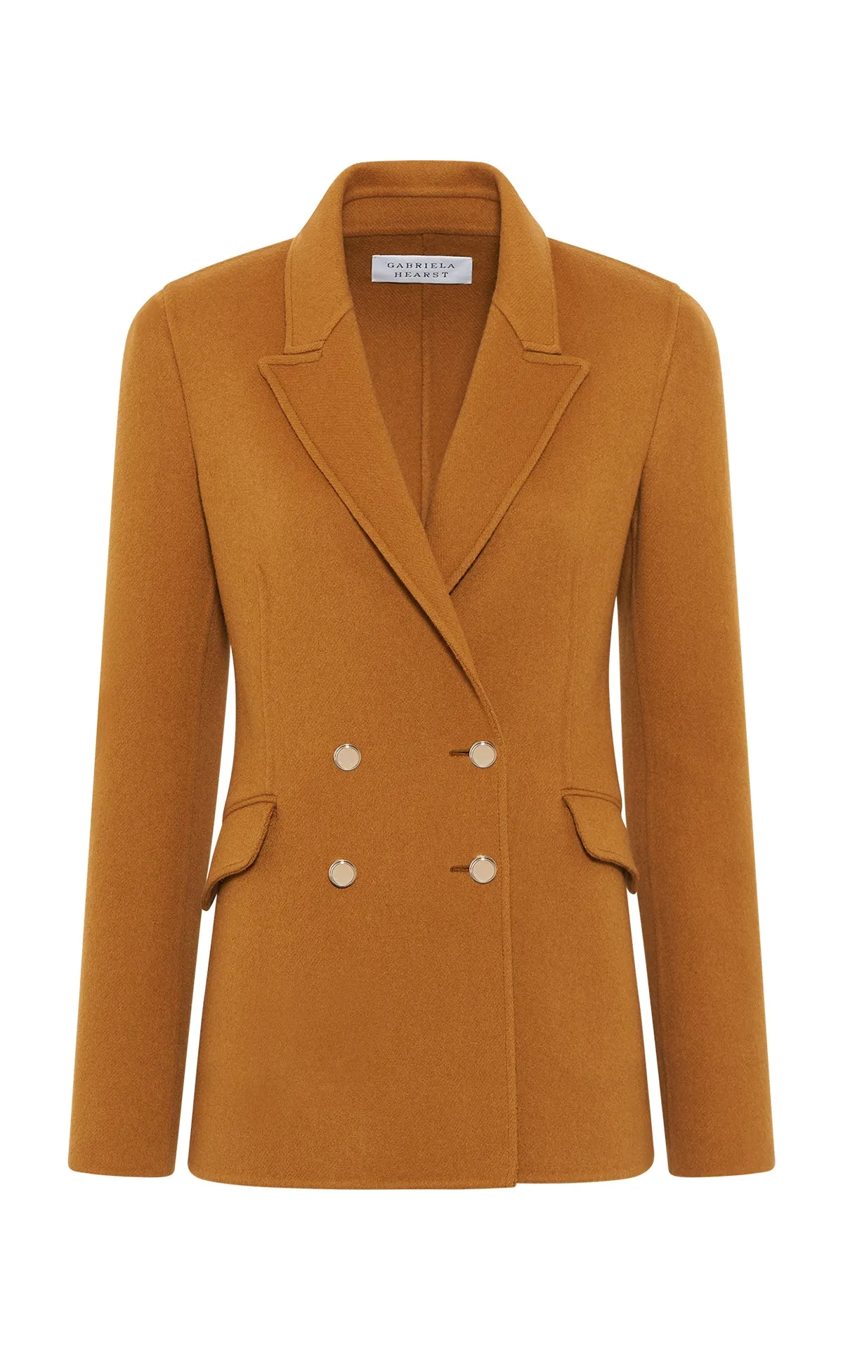 Lloyd Blazer in Yellow Ochre Double-Face Recycled Cashmere RibbedNeckline