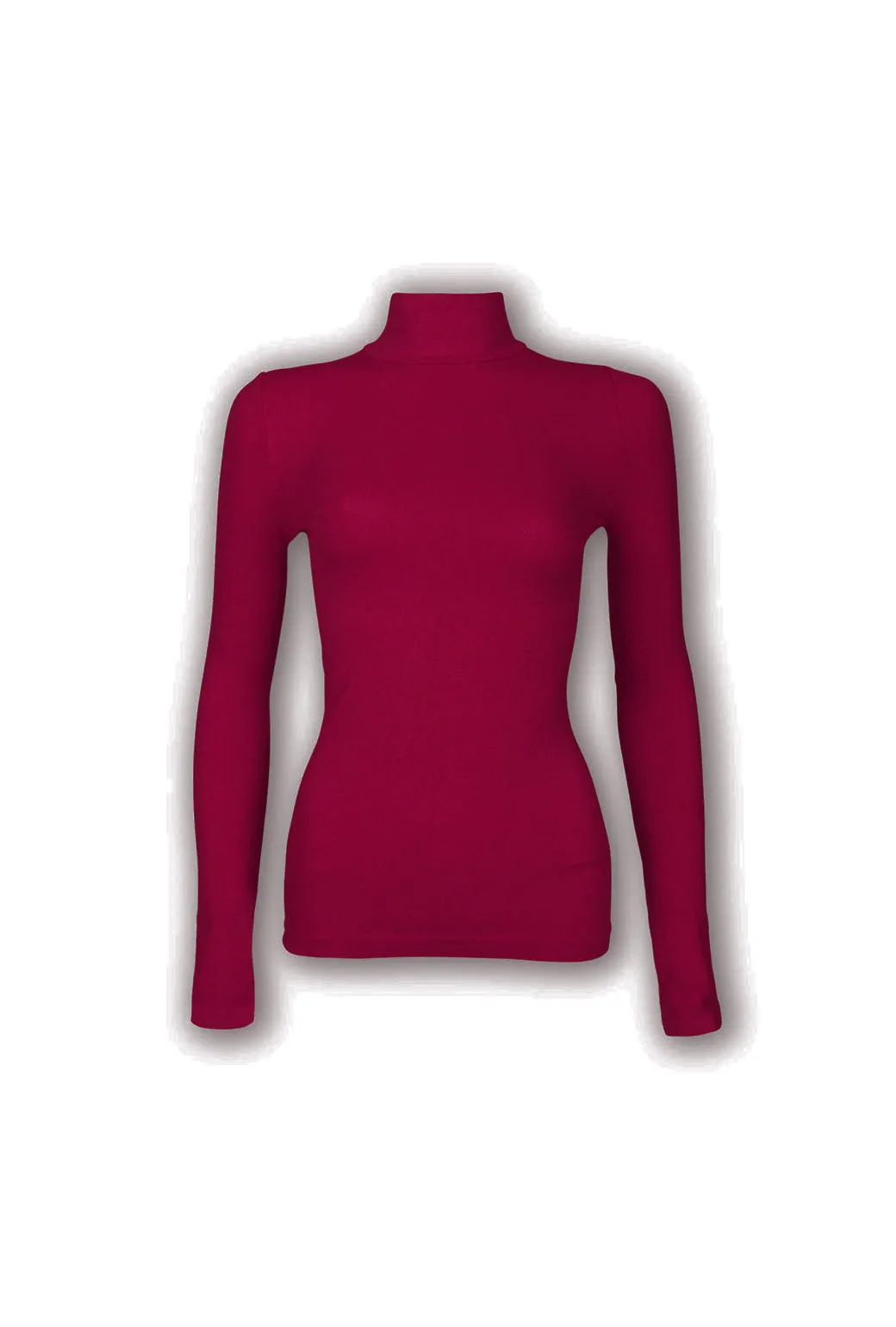 Soft Touch Fabric Long Sleeve Mock Turtleneck - Crimson