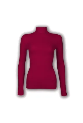 Soft Touch Fabric Long Sleeve Mock Turtleneck - Crimson