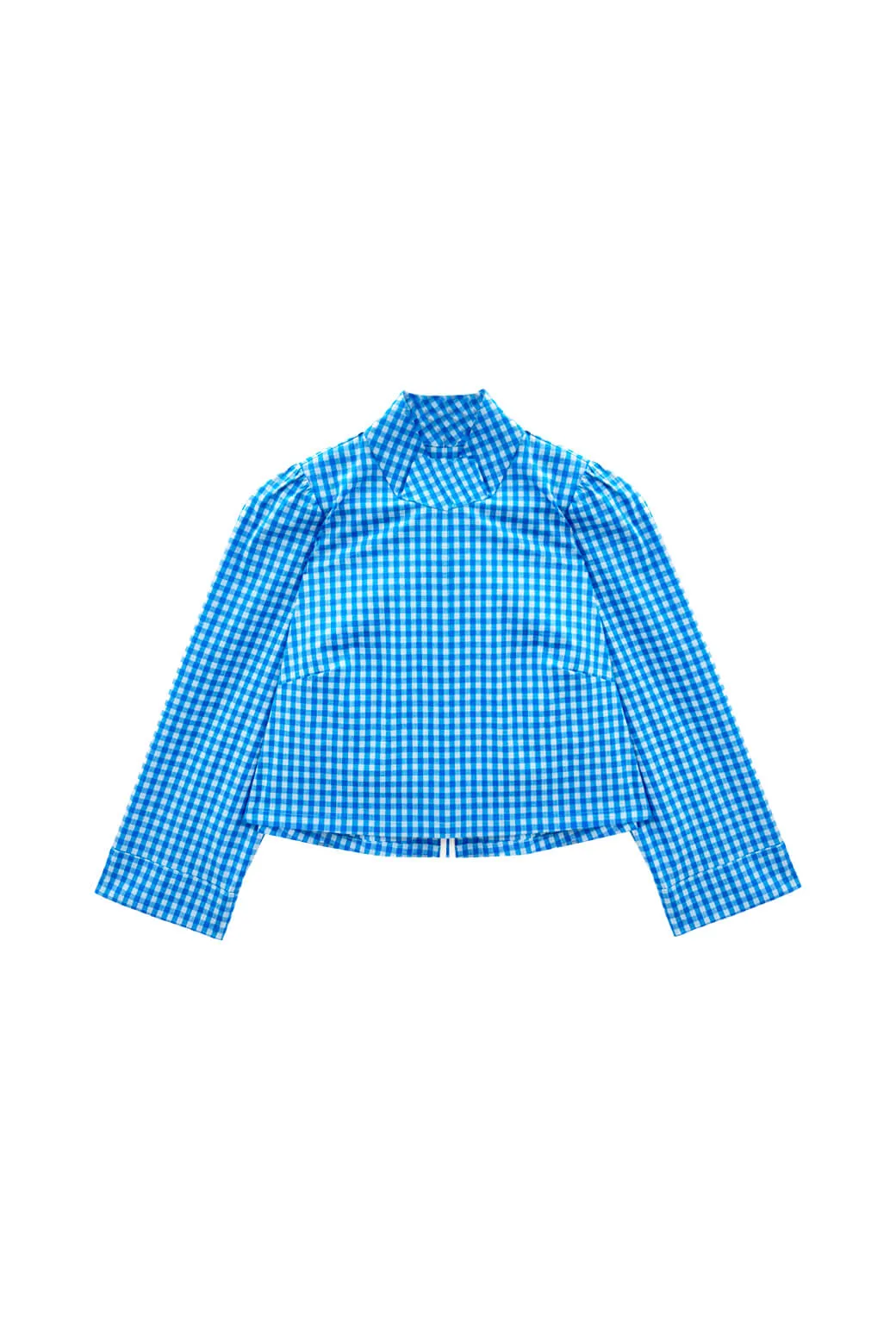 Long Sleeve Twiggy Top - Blue Gingham Contoured Side Panels