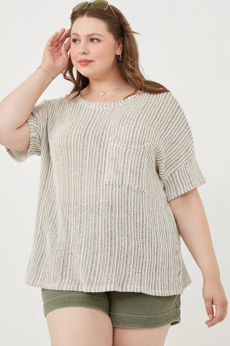 Loose Knit Textured Pocket Detail Knit Top QuickDry Technology