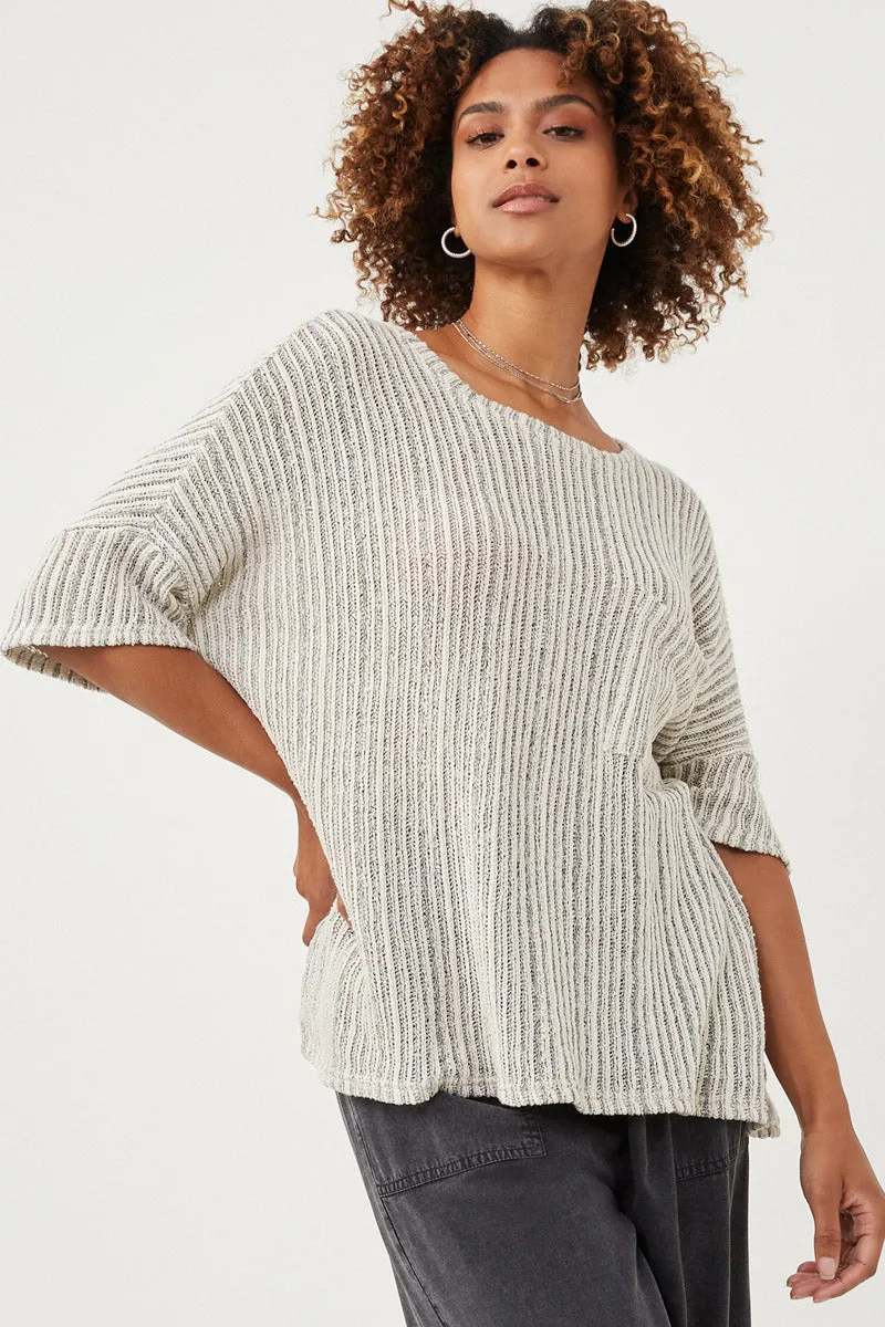NoSlipSurface Loose Knit Textured Pocket Detail Knit Top