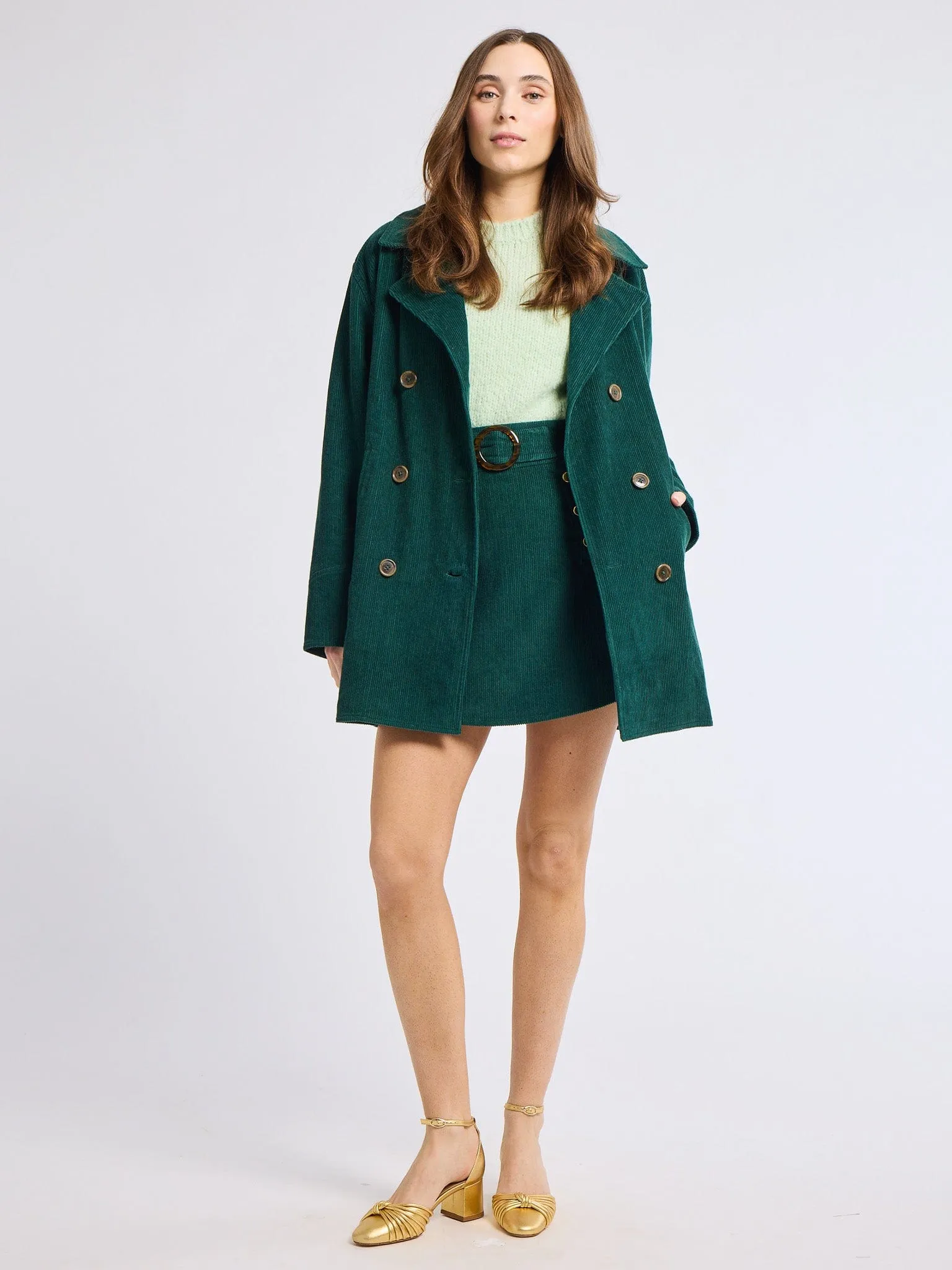 Polka Dot Lorelei Skirt in Spruce Cord