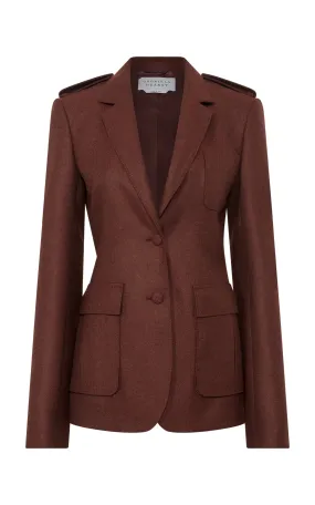 Zipper Closure Durable Reinforced Shoulders Louisa Blazer in Burnt Sienna Wool Cashmere Flannel