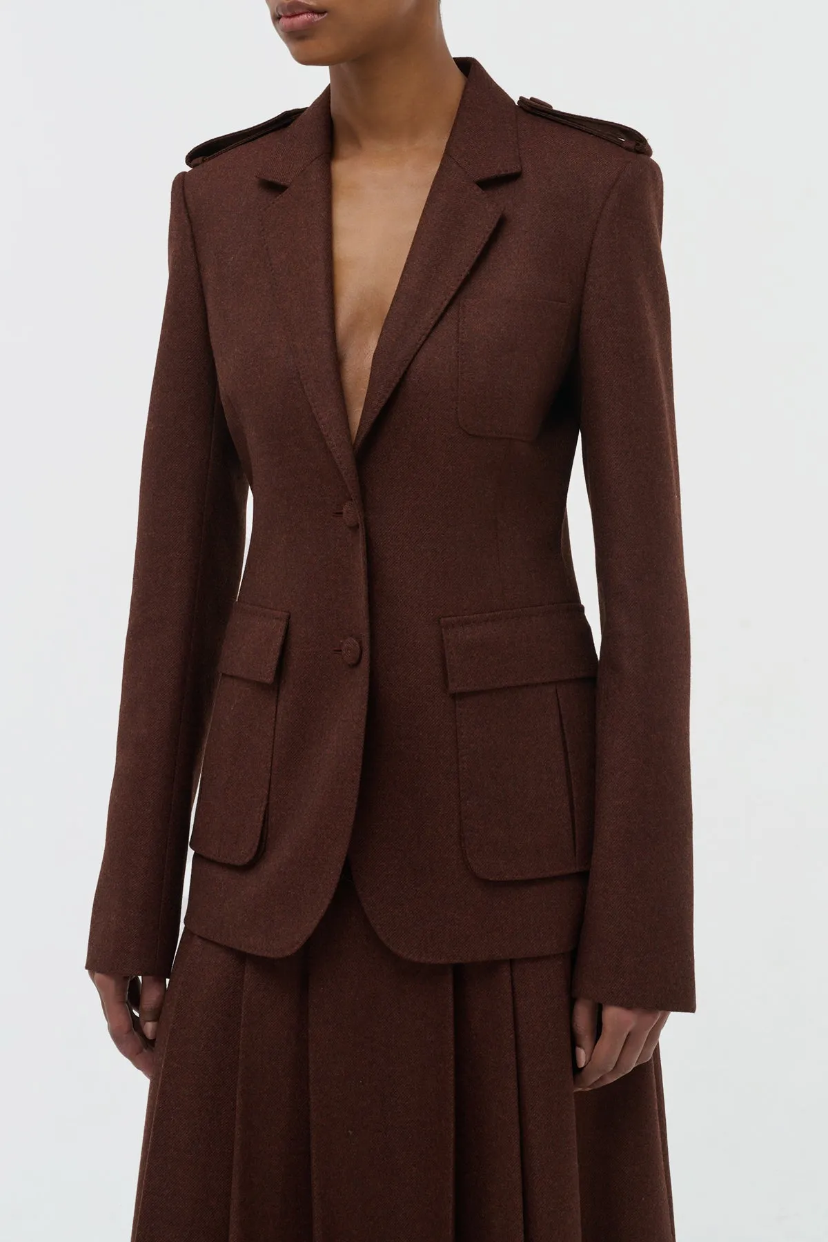 BondedSeamTechnology Louisa Blazer in Burnt Sienna Wool Cashmere Flannel