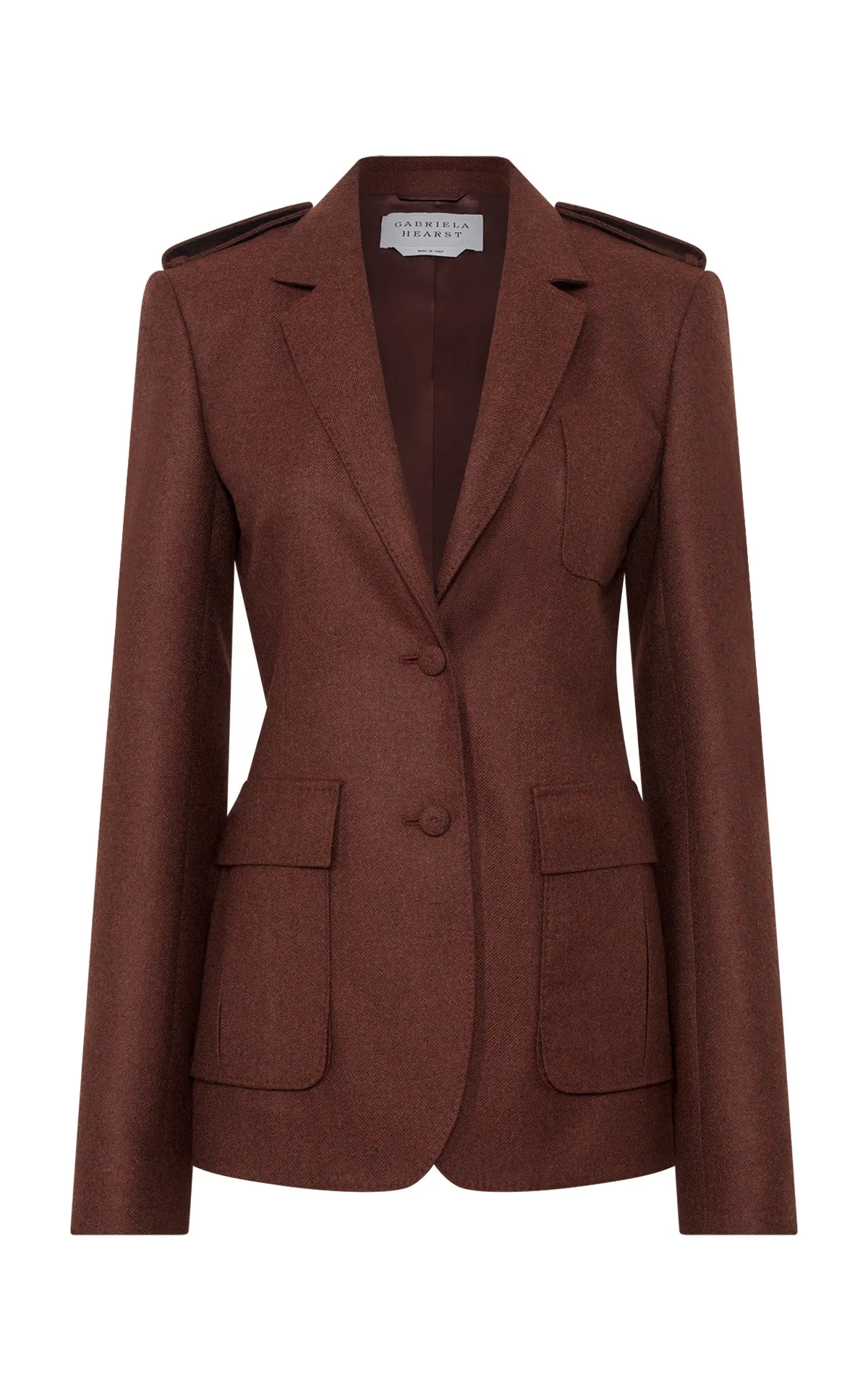 Zipper Closure Durable Reinforced Shoulders Louisa Blazer in Burnt Sienna Wool Cashmere Flannel