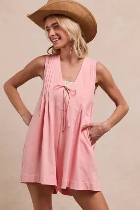 BreathableFabric IB1575-10 | SOLID PINTUCK ROMPER WITH SIDE POCKETS