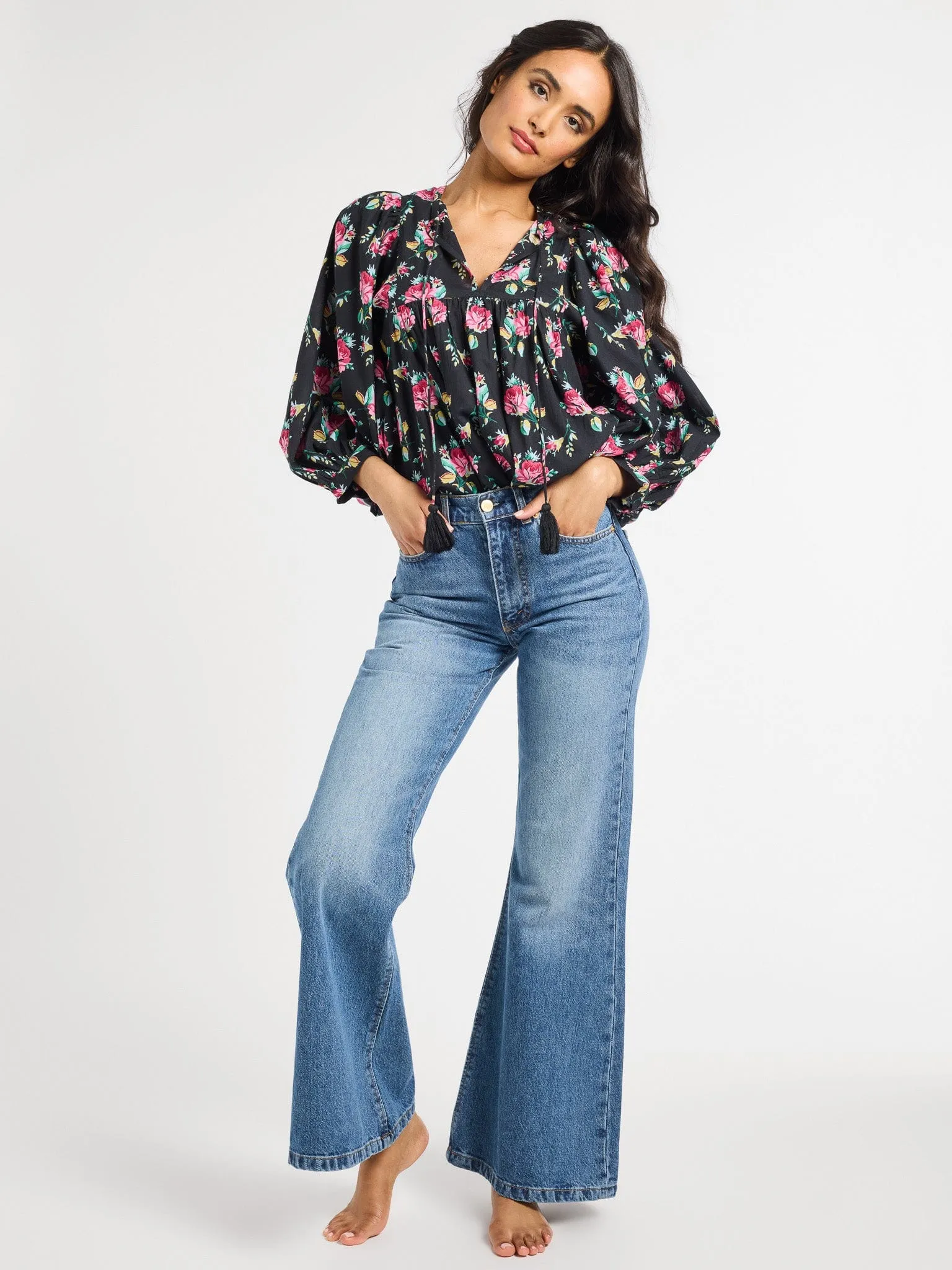 Charlie Top in Corsage Layered Placket Design LayeredNeckline