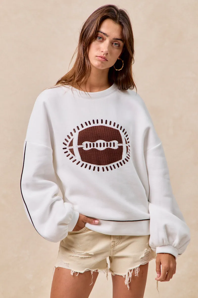 IT4475K-02 | GAMEDAY THEME FOOTBALL EMBROIDERED SWEATSHIRT 3D Spacer Fabric