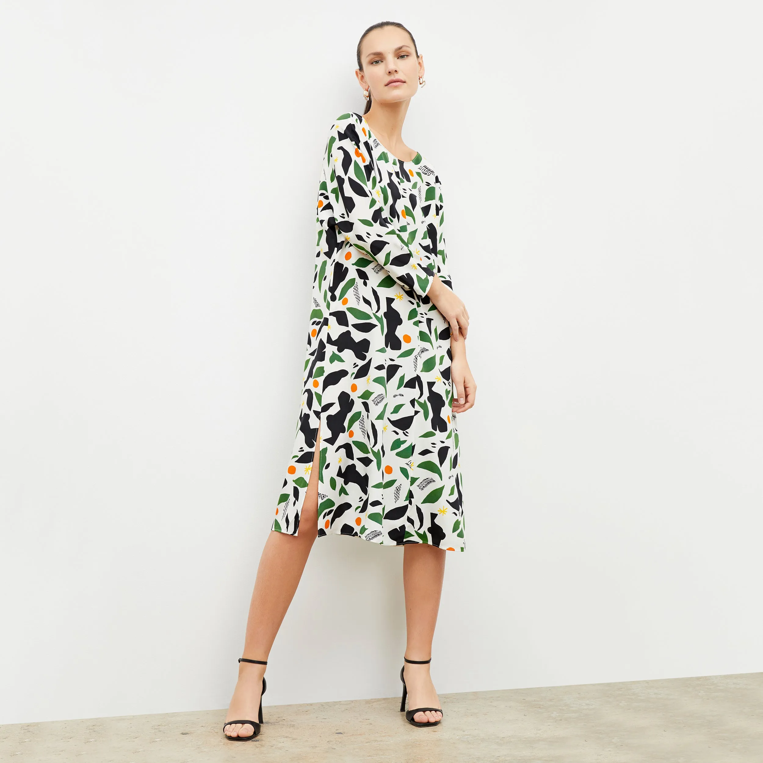 Low Impact Dye Certification Alesia Dress - Washable Silk :: Icon Print Non Iron Fabric