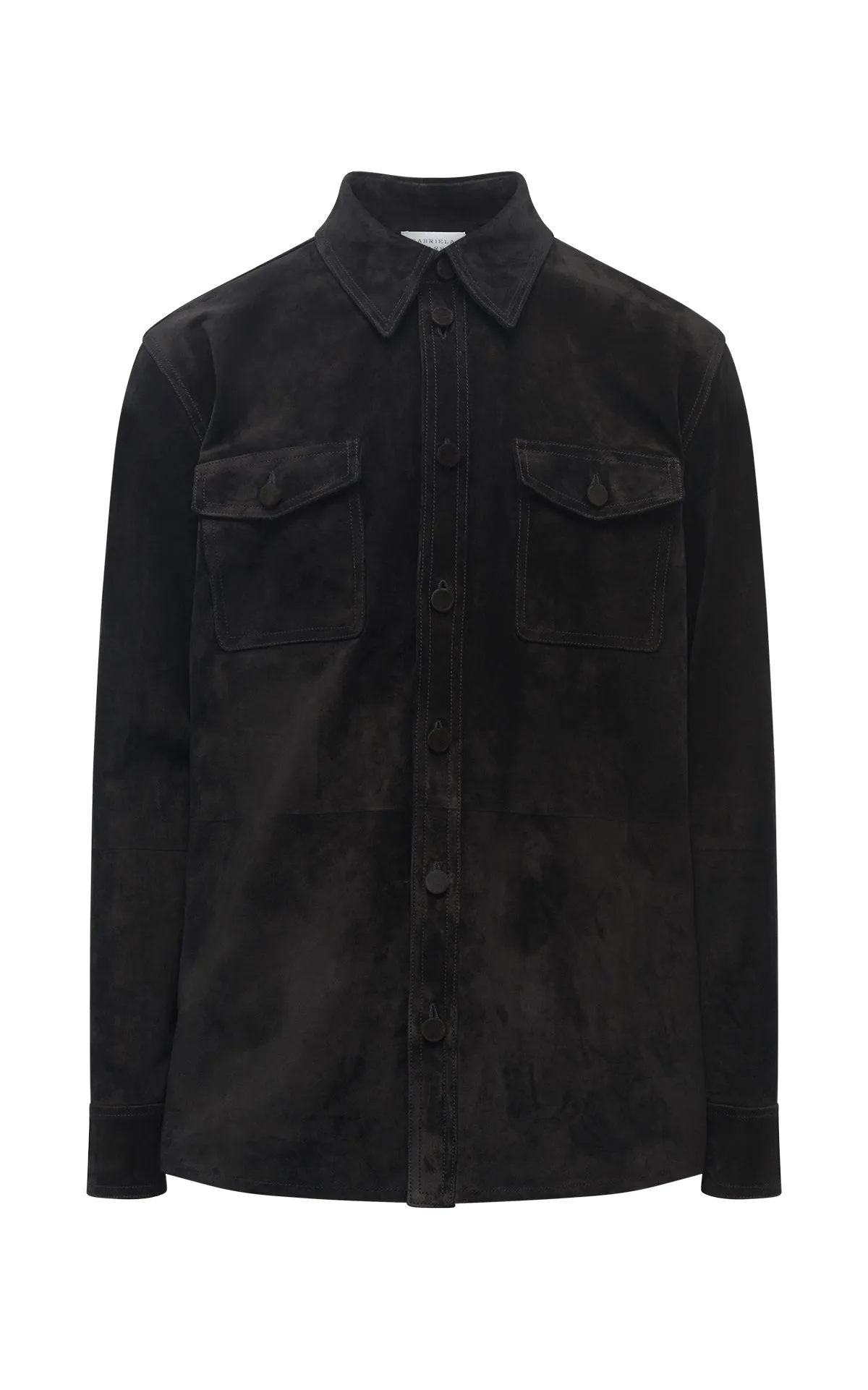 Lucas Overshirt in Black Suede Flexible Ribbed Cuffs Sporty Style
