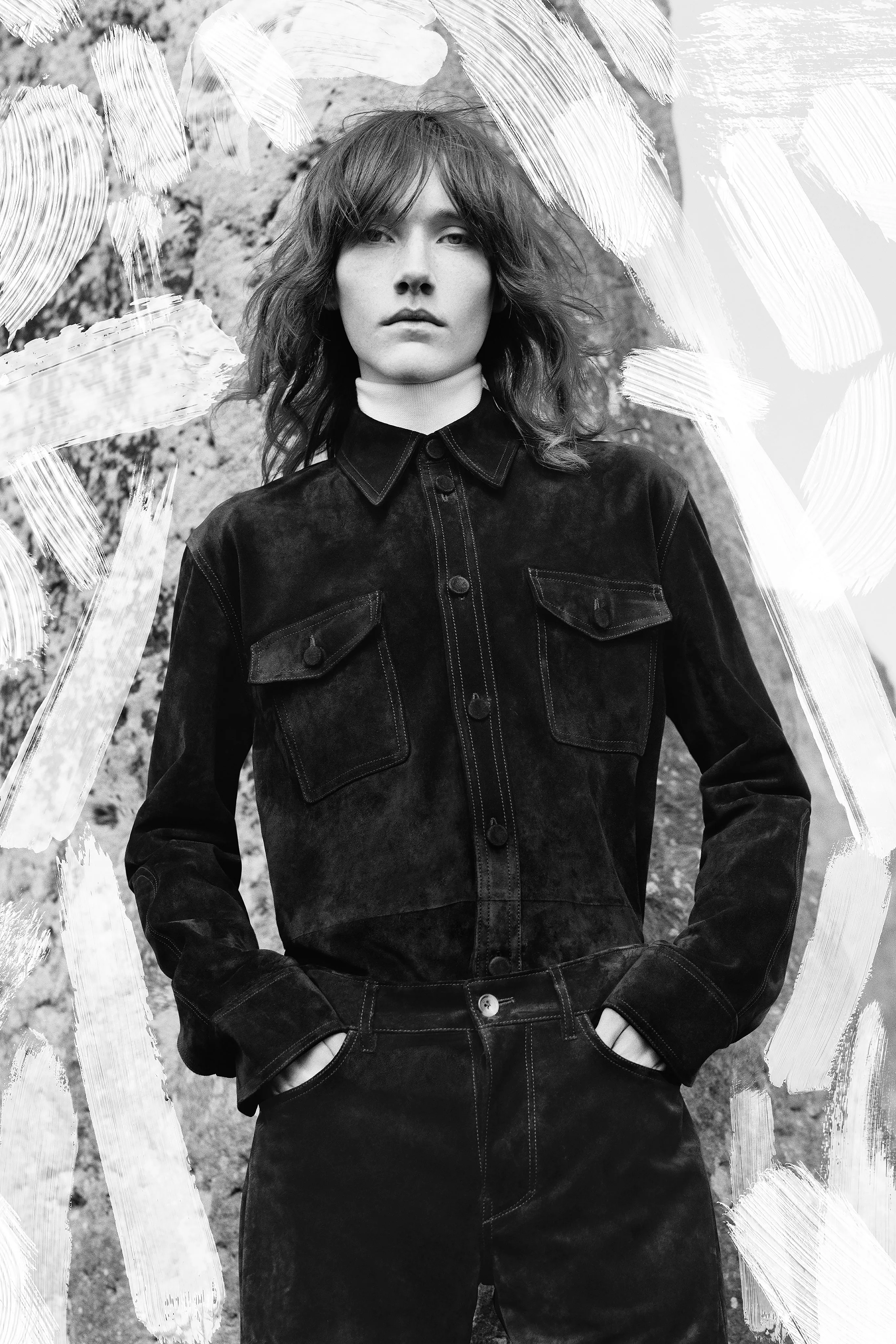 HighElasticity Thread Lucas Overshirt in Black Suede