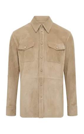 Stylish Chill Piece anti slip grip Lucas Overshirt in Camel Suede