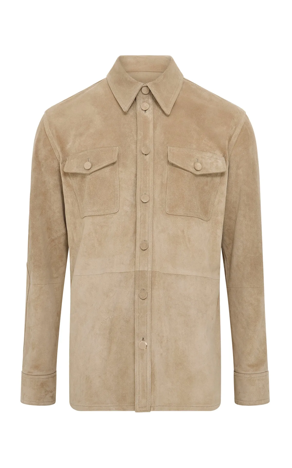 Stylish Chill Piece anti slip grip Lucas Overshirt in Camel Suede