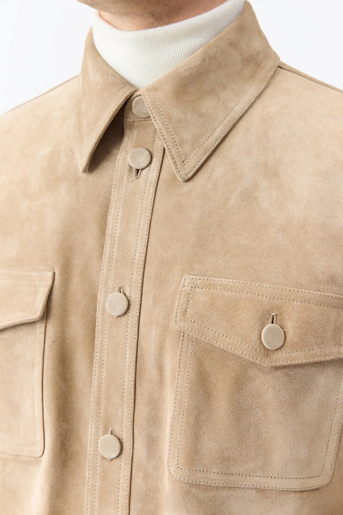 Lucas Overshirt in Camel Suede Mark Style
