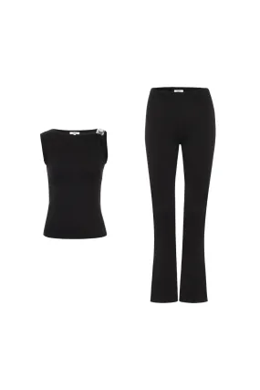 LUCIA TOP   ALIA PANT - BLACK simple design Unlined Design