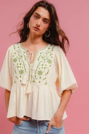 Flexible Elbow Patches Cozy Design IT4200-01 | TEXTURE PRINTED WITH SHIRRING DETAILS PEPLUM TOP