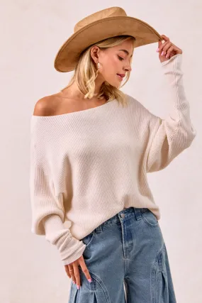 Noise Free Fabric Snag Free Zipper Technology IT4512-01 | WAFFLE KNIT OFF SHOULDER TOP