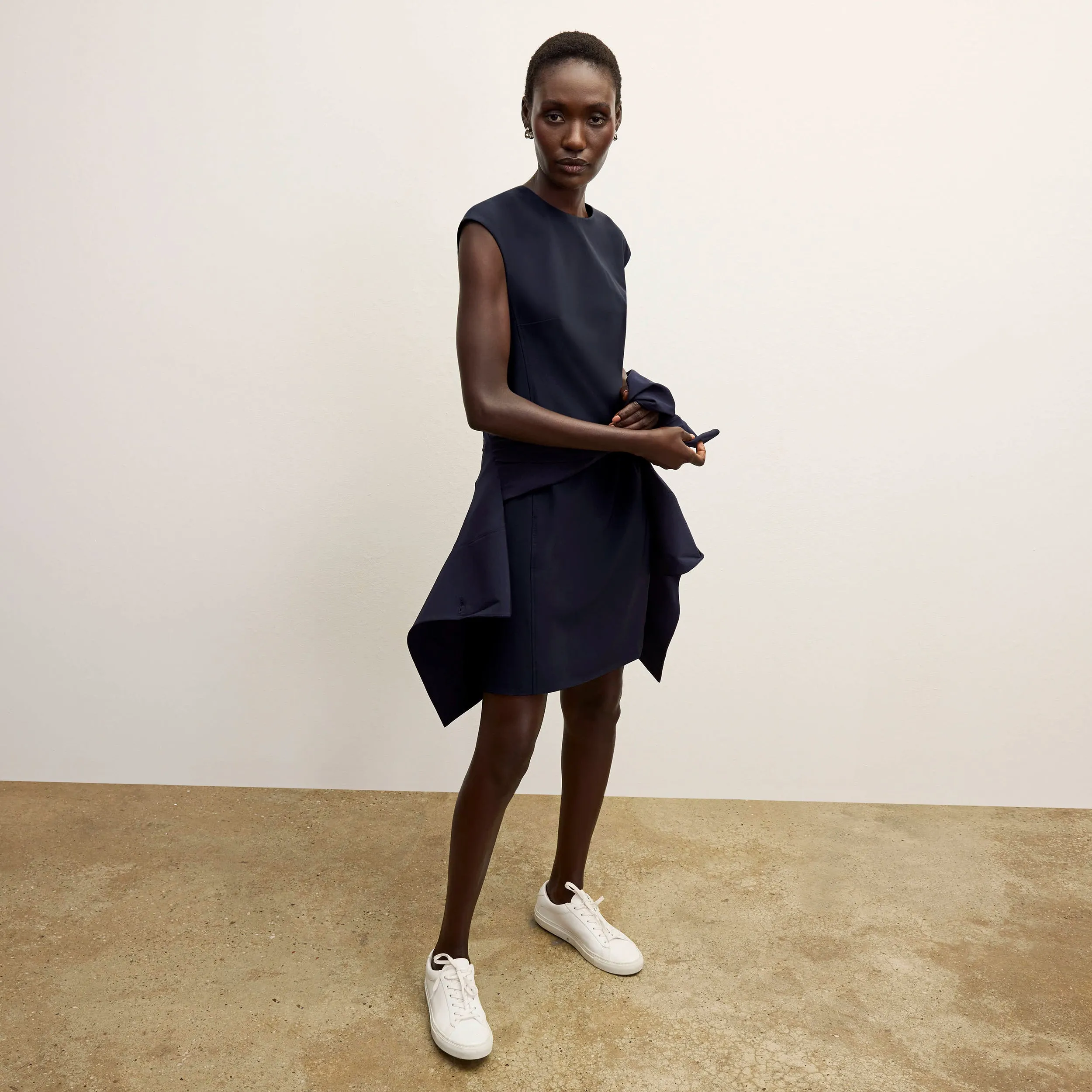 Maaza Travel Dress - OrigamiTech :: Dark Navy MinimalistSilhouette Buttonless Closure