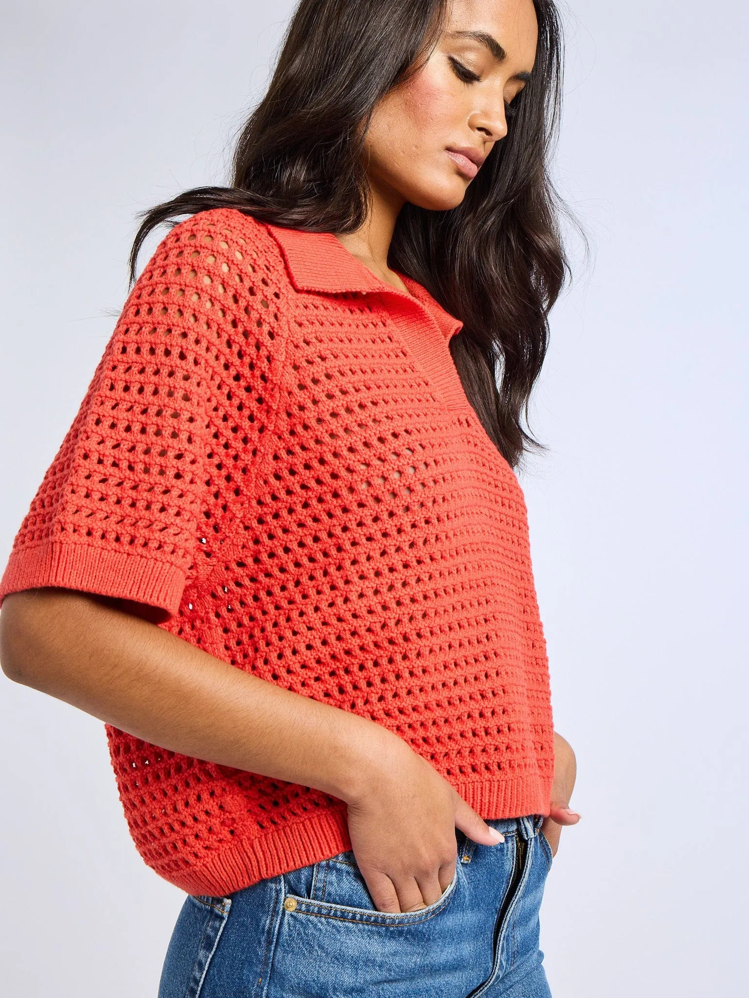 NonChafing Fabric Mabel Henley in Red