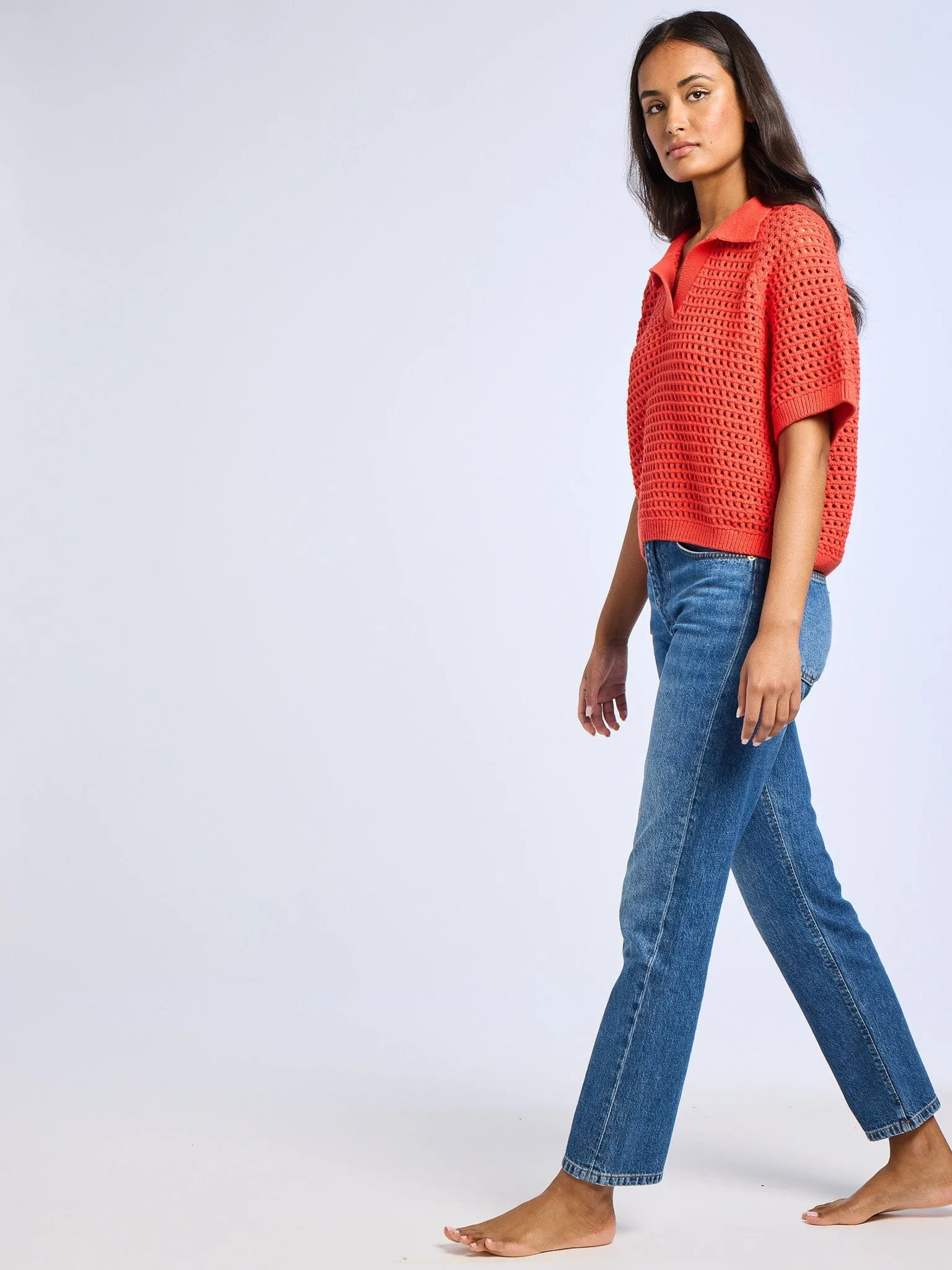 Anti Slip Shoulder Padding Mabel Henley in Red