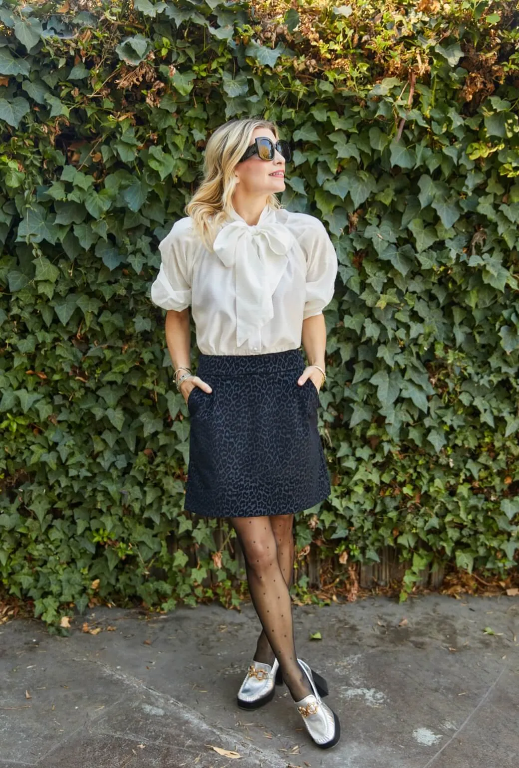 Moisture wicking DurablePolyester Maggie Mini Skirt - Black Cheetah Corduroy