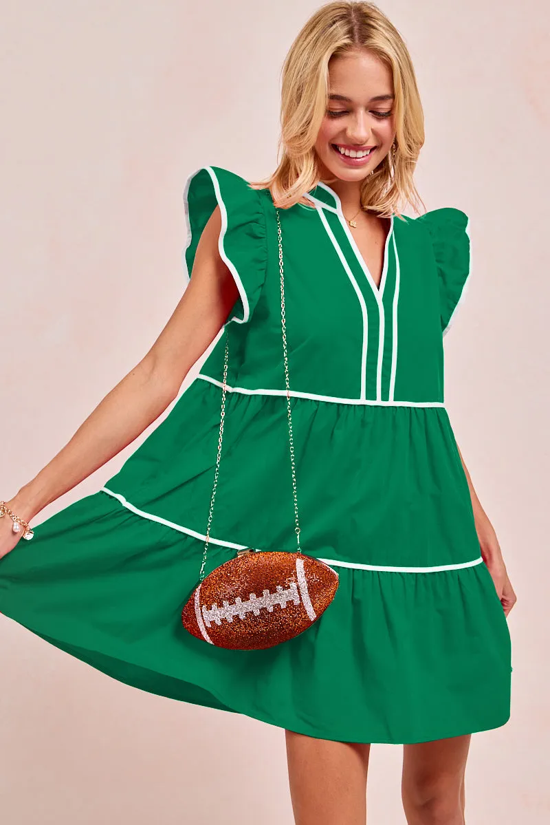 ID1910S-03 | GAMEDAY THEME CONTRAST BINDING RUFFLED DRESS Trail To Town AirflowVents