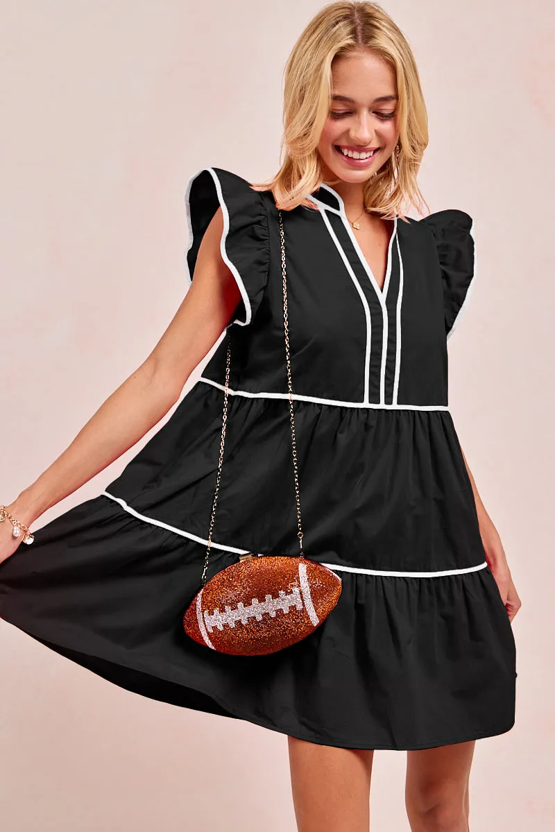 Transitional Weather Piece Compression Layer ID1910S-03 | GAMEDAY THEME CONTRAST BINDING RUFFLED DRESS