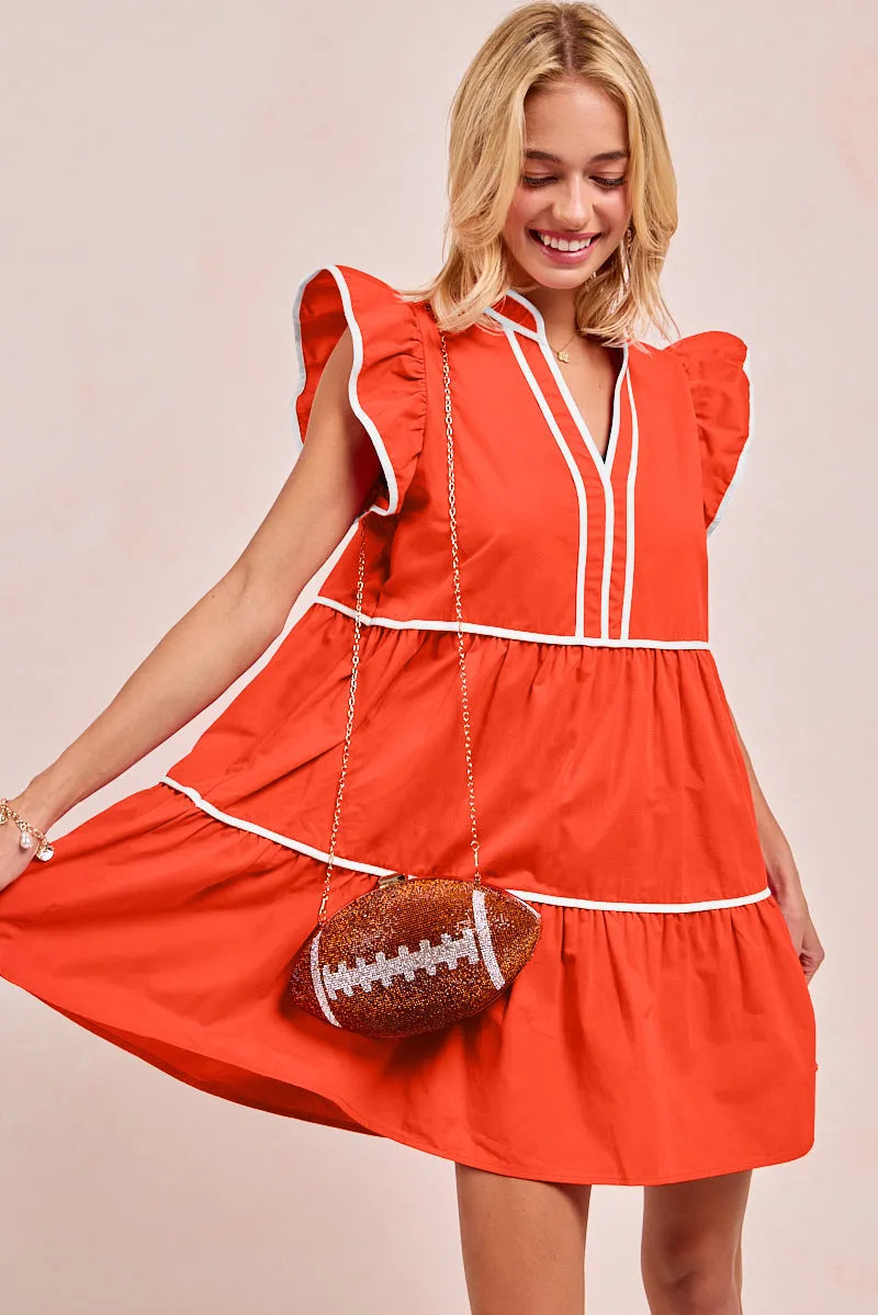 Go To Layer ID1910S-03 | GAMEDAY THEME CONTRAST BINDING RUFFLED DRESS