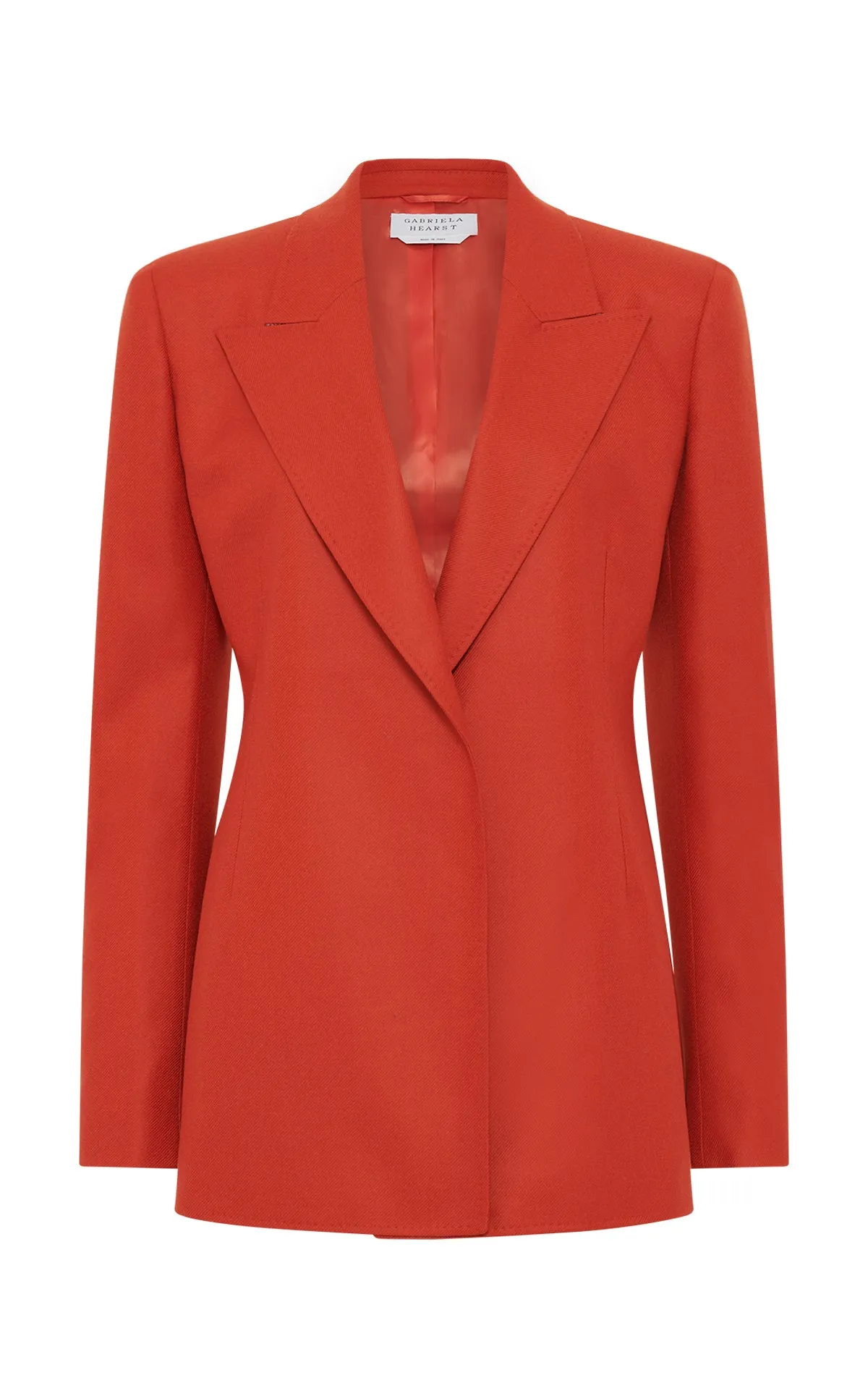 Sandwich Mesh Panel Structure HiddenVentilationPockets Mairi Blazer in Antelope Orange Wool Cashmere Flannel