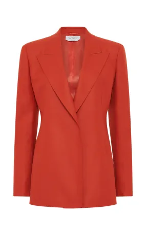 Sandwich Mesh Panel Structure HiddenVentilationPockets Mairi Blazer in Antelope Orange Wool Cashmere Flannel
