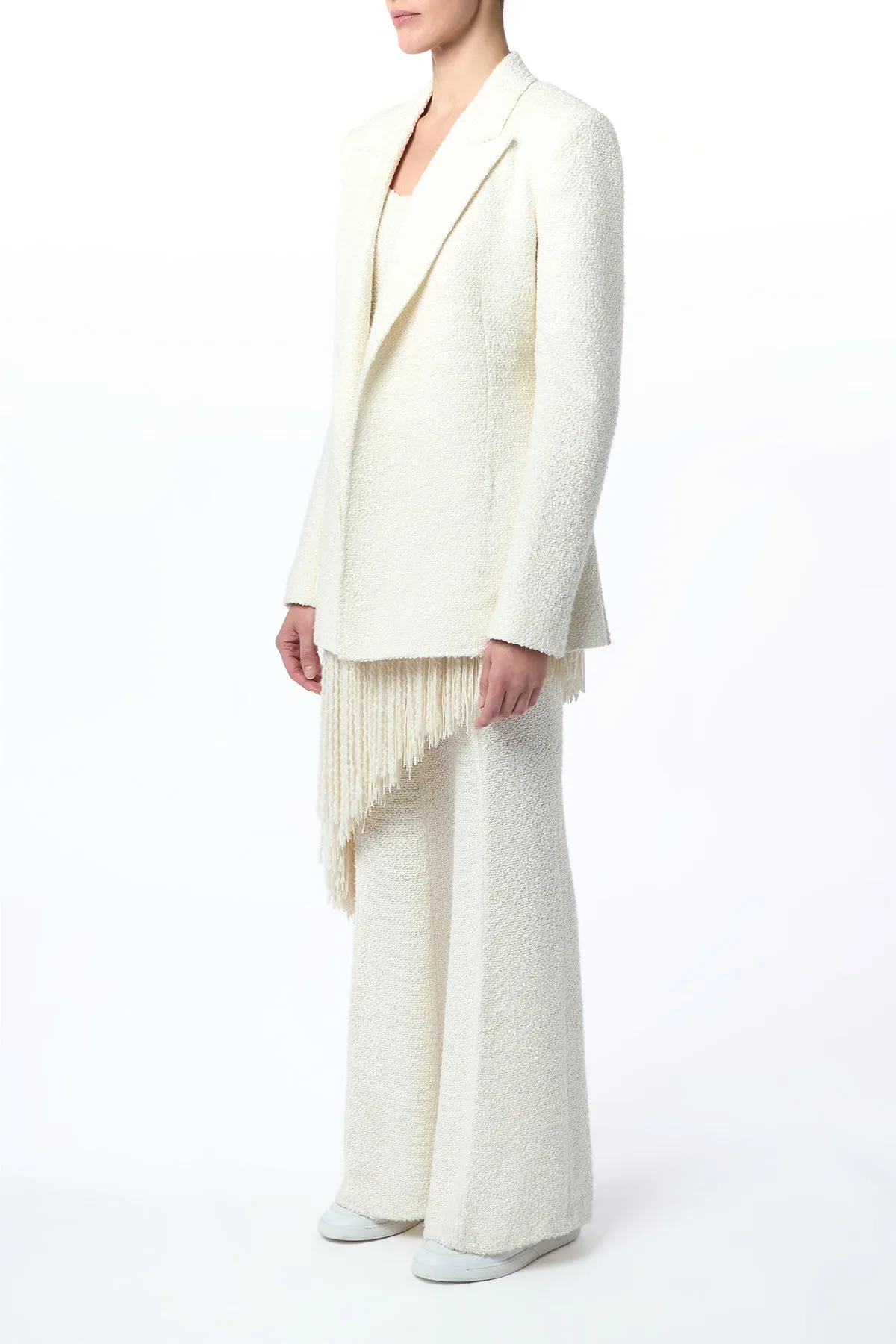 AntiStaticTreatment Moisture Wicking Technology Mairi Blazer in Ivory Silk Boucle
