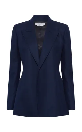 Mairi Blazer in Navy Wool Cashmere Flannel Casual Jacket