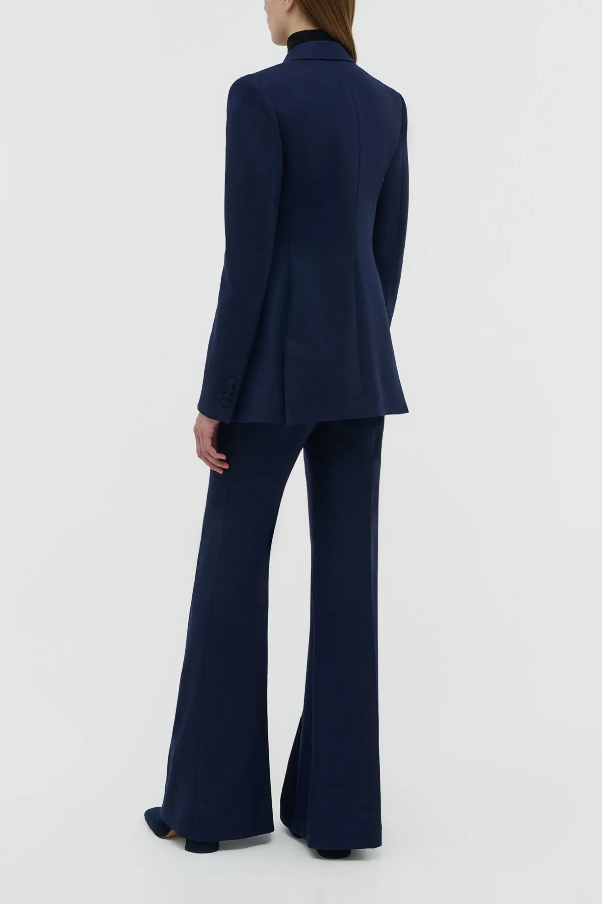 Mairi Blazer in Navy Wool Cashmere Flannel NoRoll Hem Technology