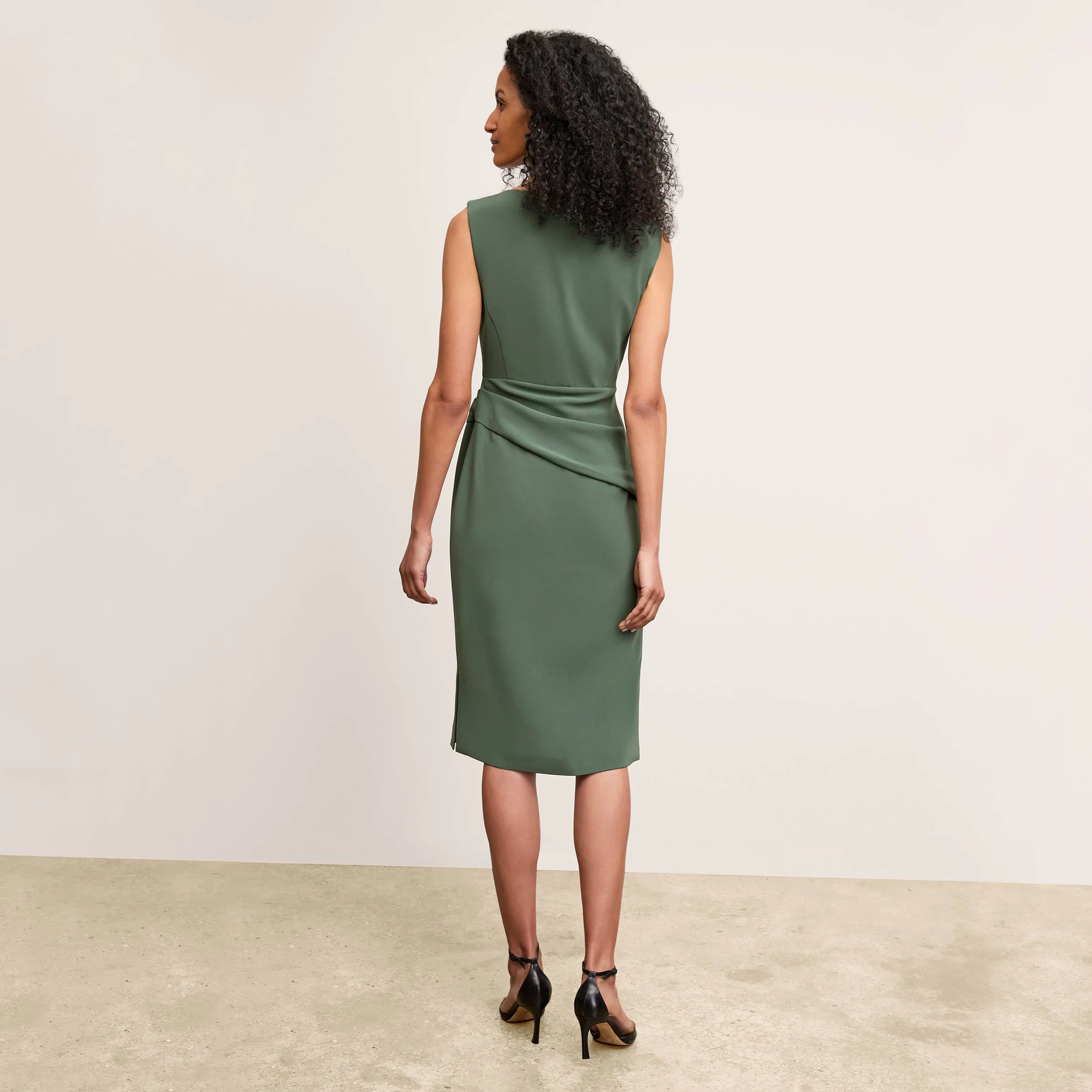 Reinforced Neckline RelaxedNeckline Maisie Dress - Everyday Crepe :: Dusty Pine UV Protection Fabric