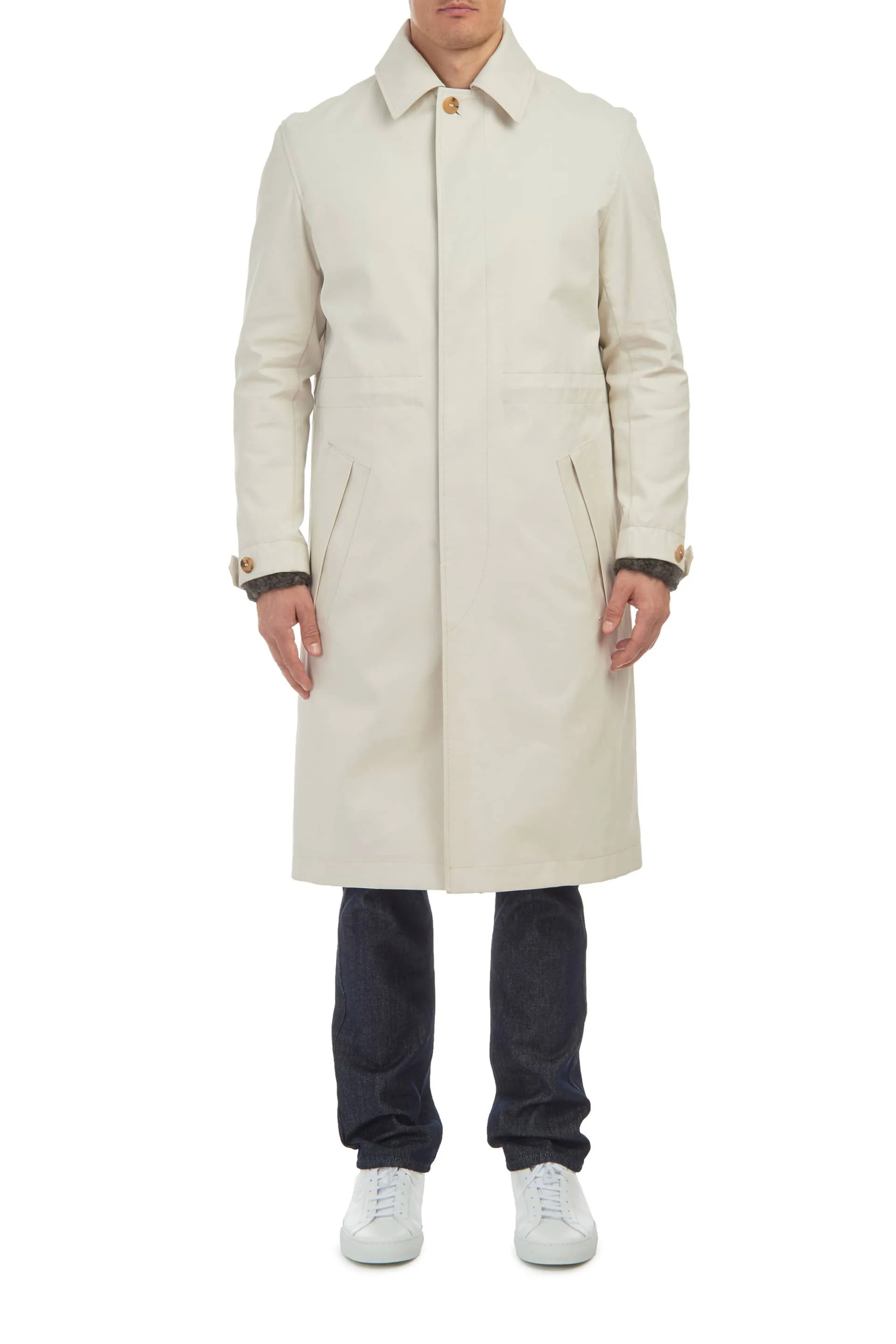 AdjustableDrawstring Malraux Parka in Pale Grey Cotton