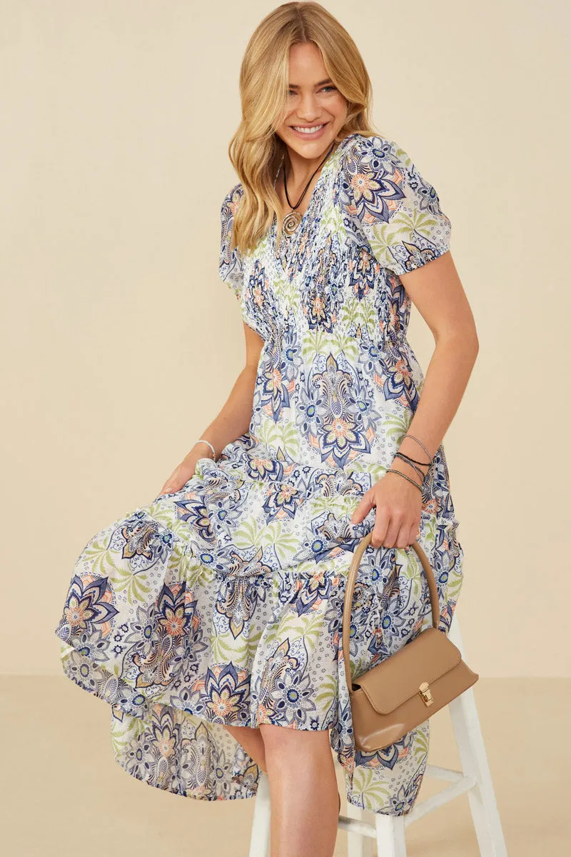 Mandala Print Chevron Smocked Dress and Effortless fit dress. Night Style