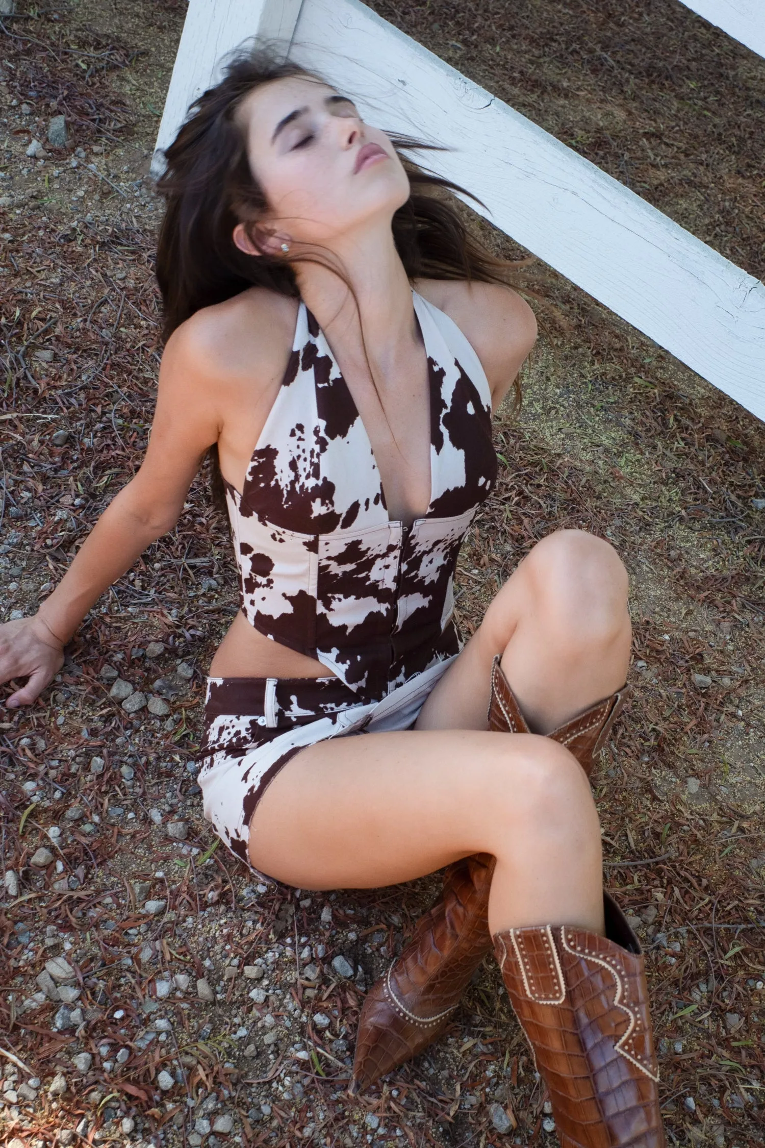 MARA CORSET - COW PRINT Built In Odor Control Bound Edges