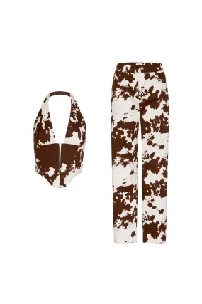 Moisture Wicking Material Breathable mesh lining MARA CORSET   FARGO PANT - COW PRINT