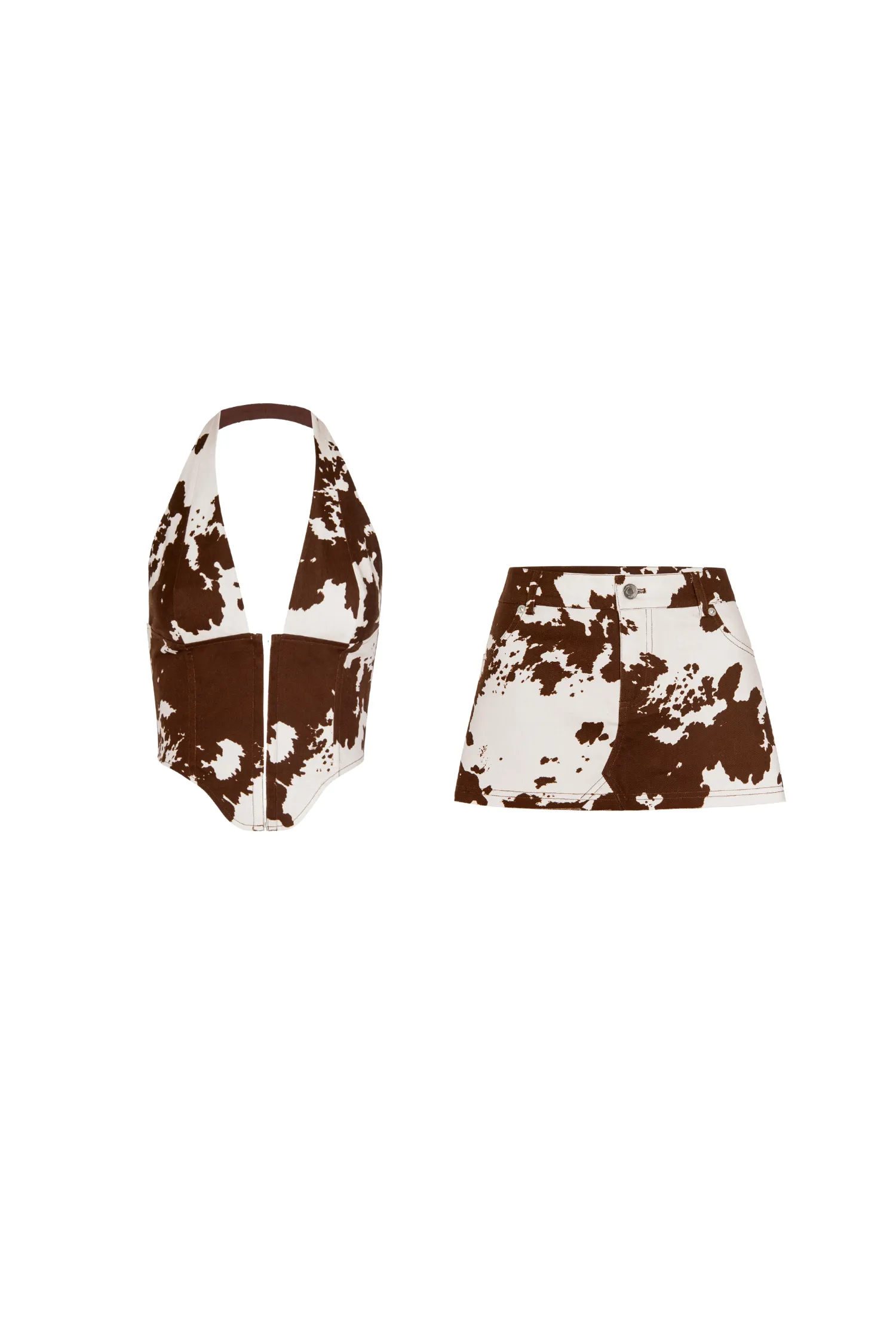 MARA CORSET   MISS MINI SKIRT - COW PRINT Basic Long Sleeve Reinforced Stitching